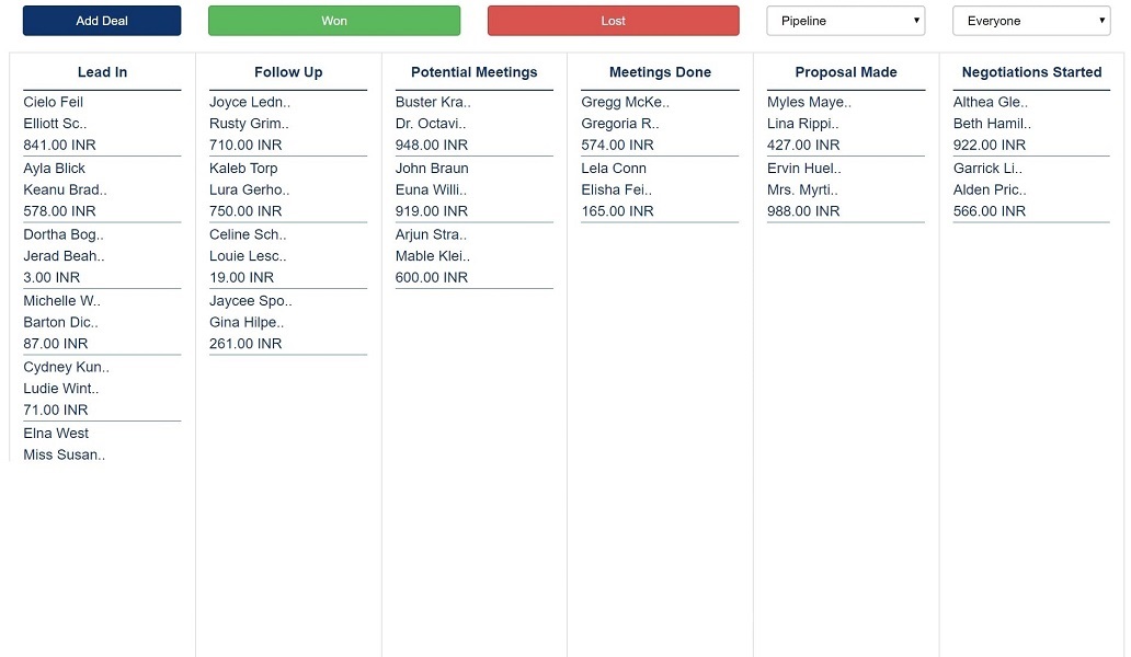 All sales tasks single screen
