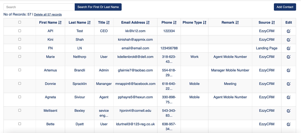 EzzyCRM Contact Lead Account Management