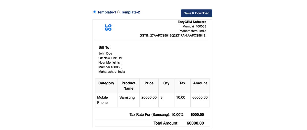EzzyCRM Product And Invoice