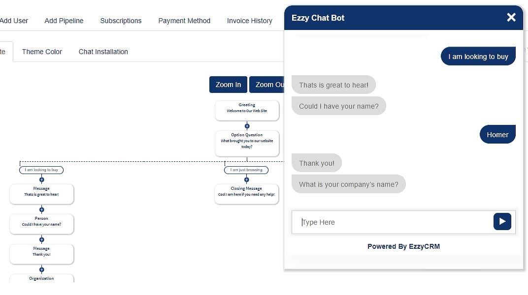 Automated contact records with Ezzy chatbot